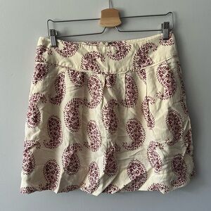 LOFT - Pink and white paisley mini skirt. size 6